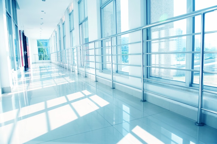 Modern hospital corridor